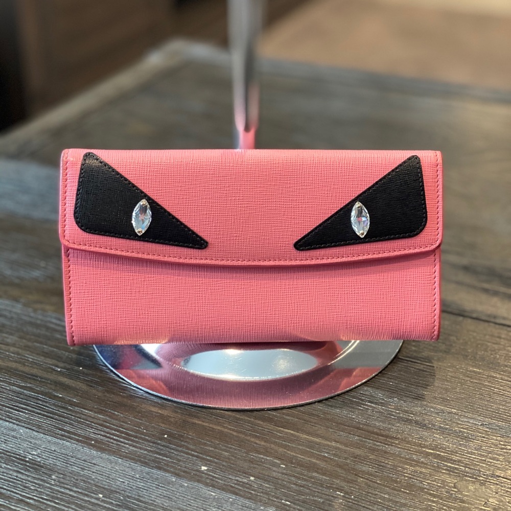Authentic Fendi Monster Bag Bugs Pink Wallet - Picture 1 of 7